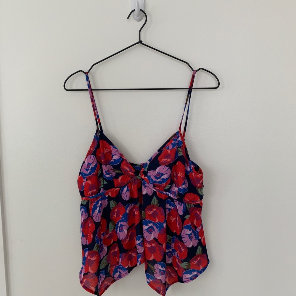 NWOT CAD Red and Blue Floral Tank Top - Picture 2 of 5
